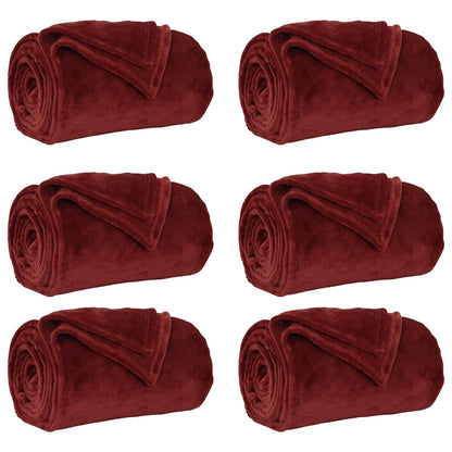 Wohndecken 6 pcs Bordeauxrot 130 x 150 cm Fleece