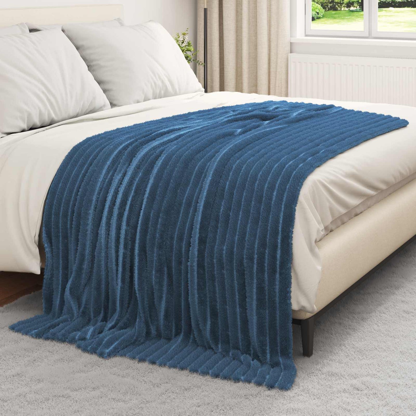 Überwurfdecke Marineblau 200 x 150 cm Fleece