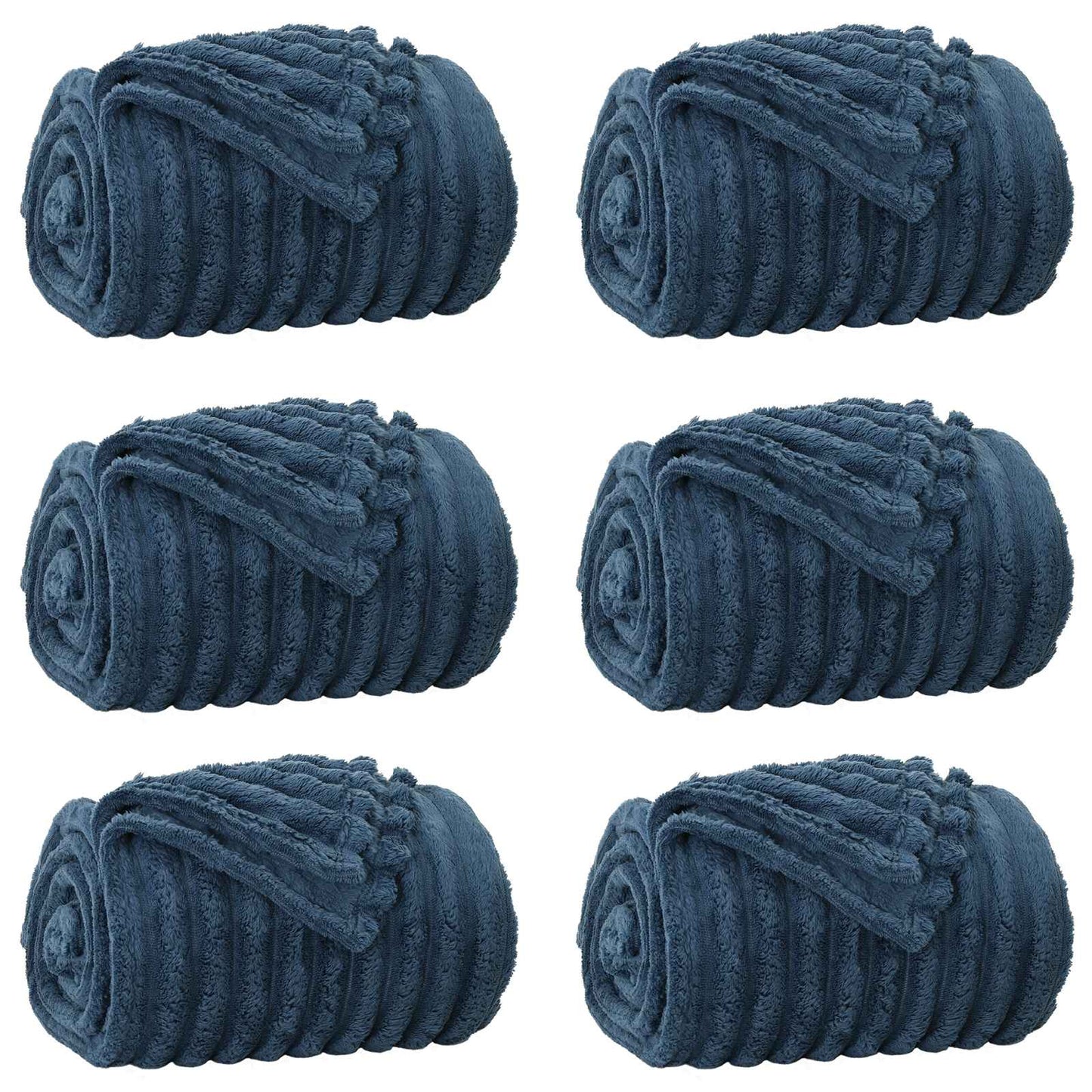 Wohndecken 6 pcs Marineblau 200 x 150 cm Fleece