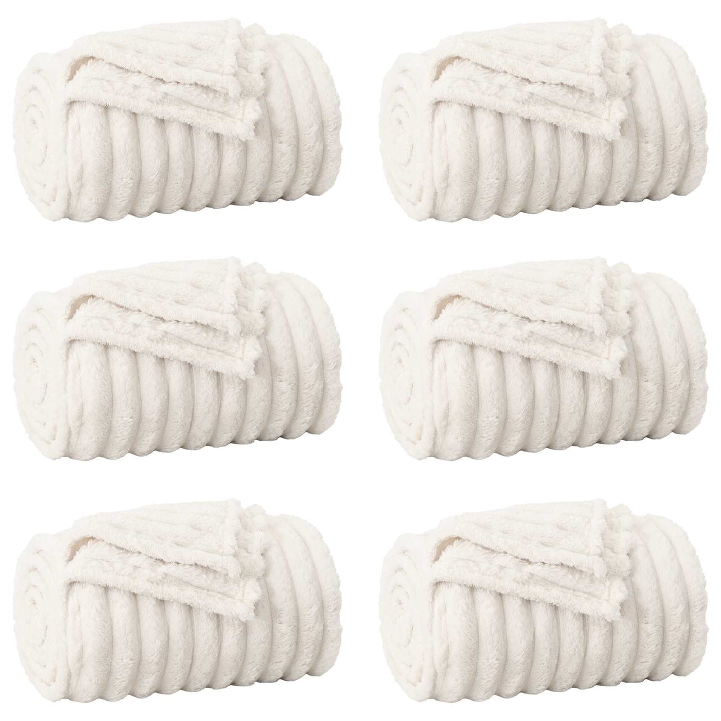 Wohndecken 6 pcs Creme 270 x 240 cm Fleece