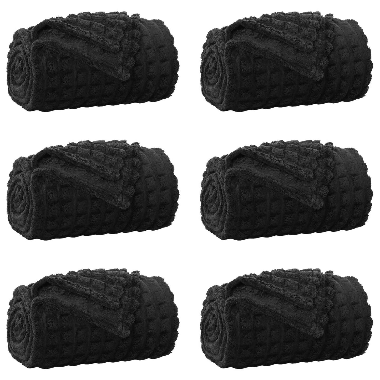 Wohndecken 6 pcs Schwarz 150 x 130 cm Fleece