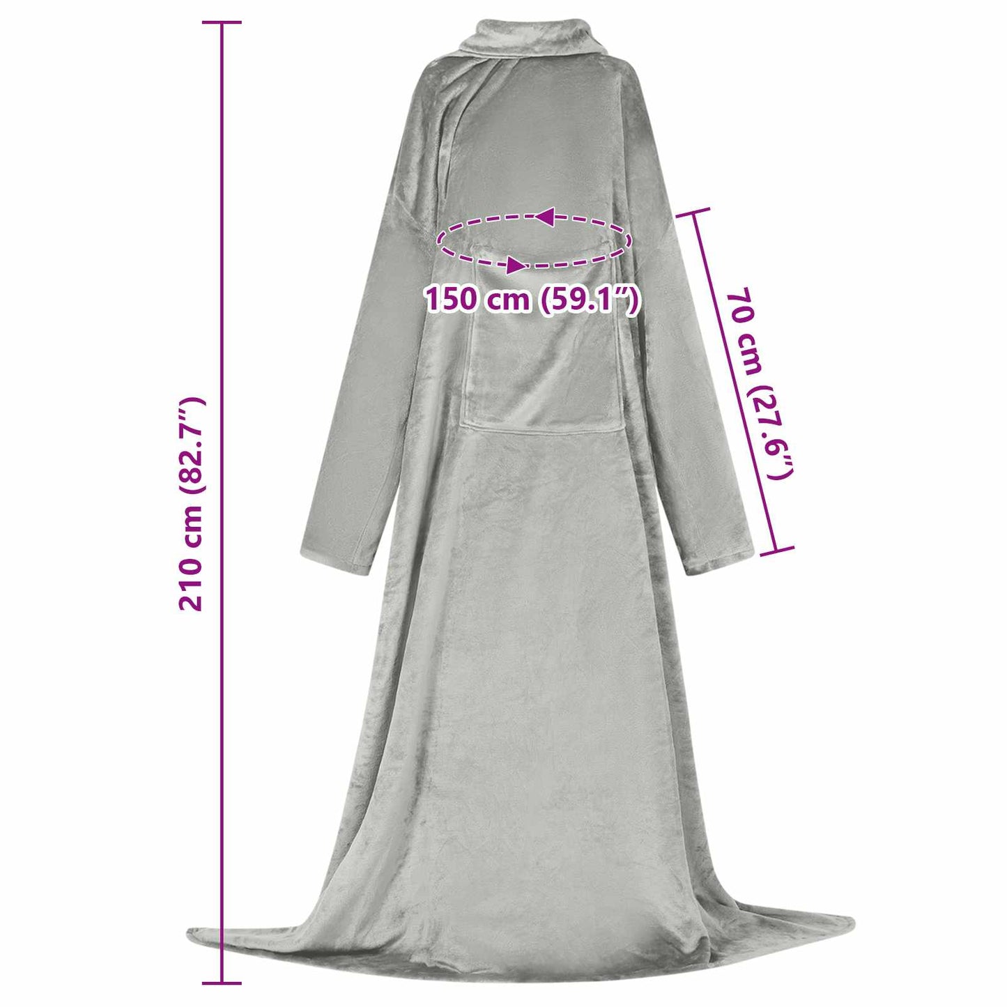 Decken-Hoodie Grau F Flanell