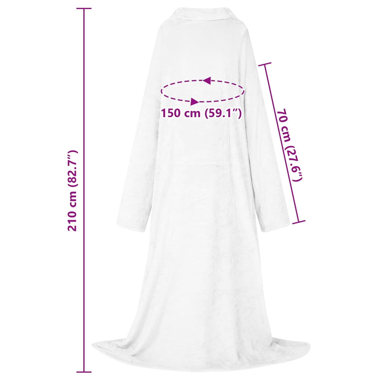 Decken-Hoodie Weiß F Flanell