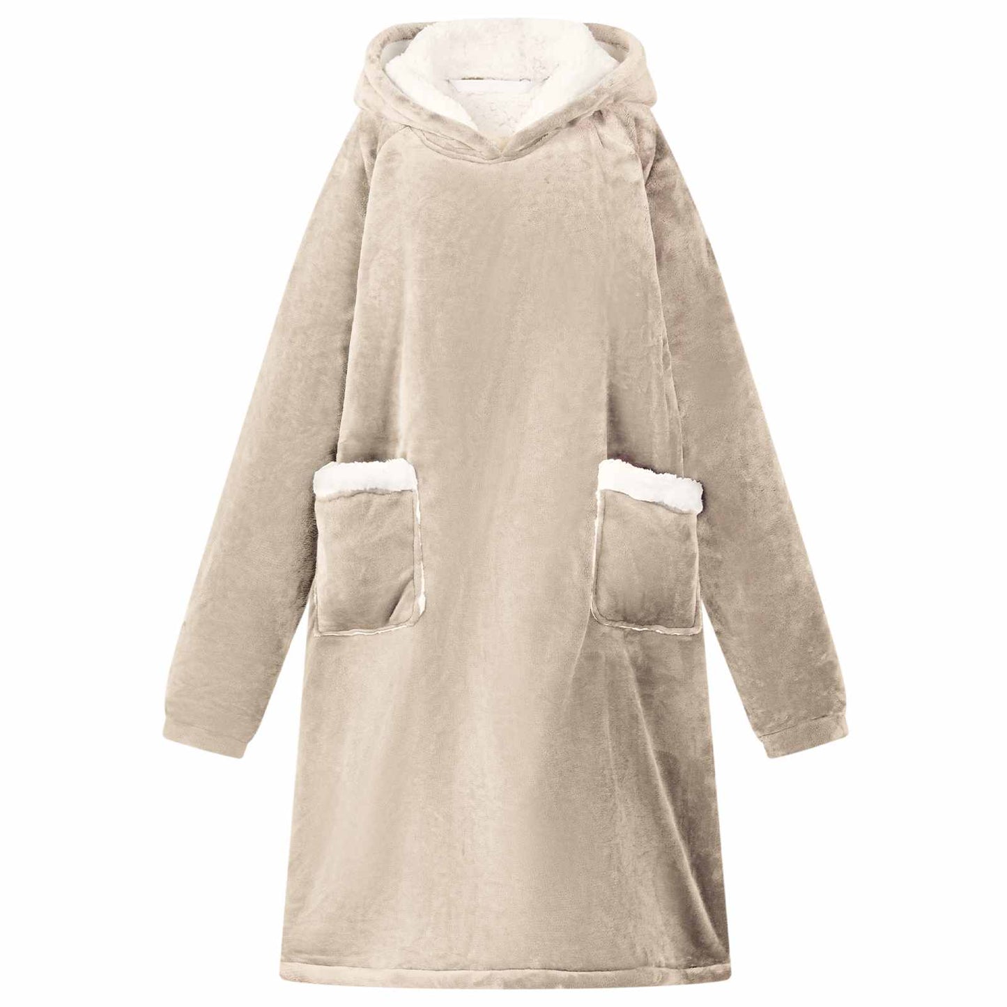 Decken-Hoodie Beige M Fleece und Flanell