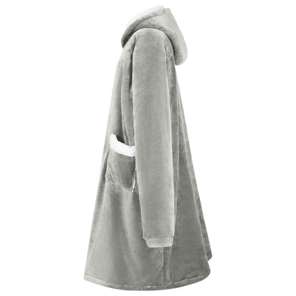 Decken-Hoodie Grau M Fleece und Flanell