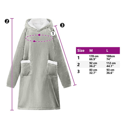 Decken-Hoodie Grau M Fleece und Flanell