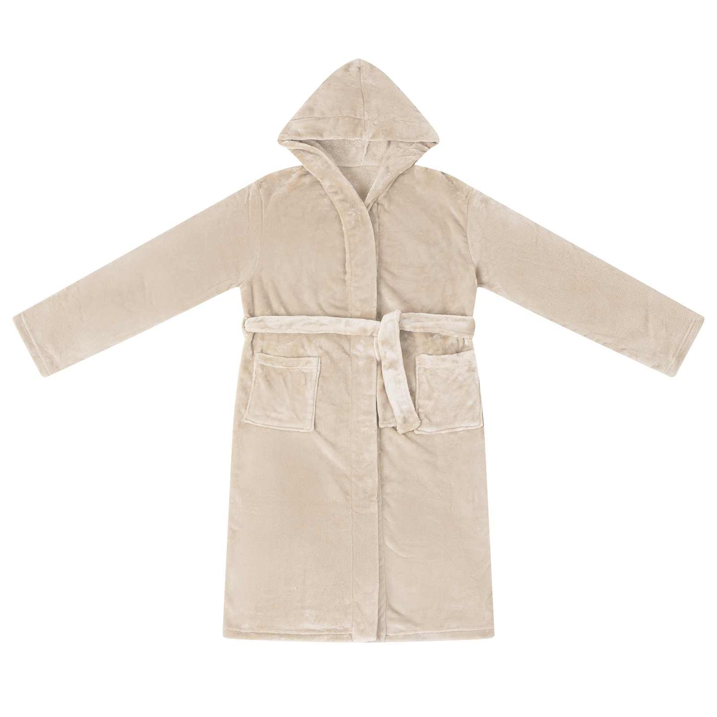 Bademantel Hoodie Beige XXXL Flanell