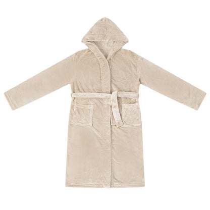 Bademantel Hoodie Beige XXXL Flanell