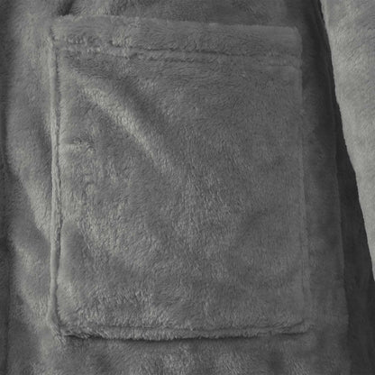 Bademantel Hoodie Dunkelgrau XL Flanell
