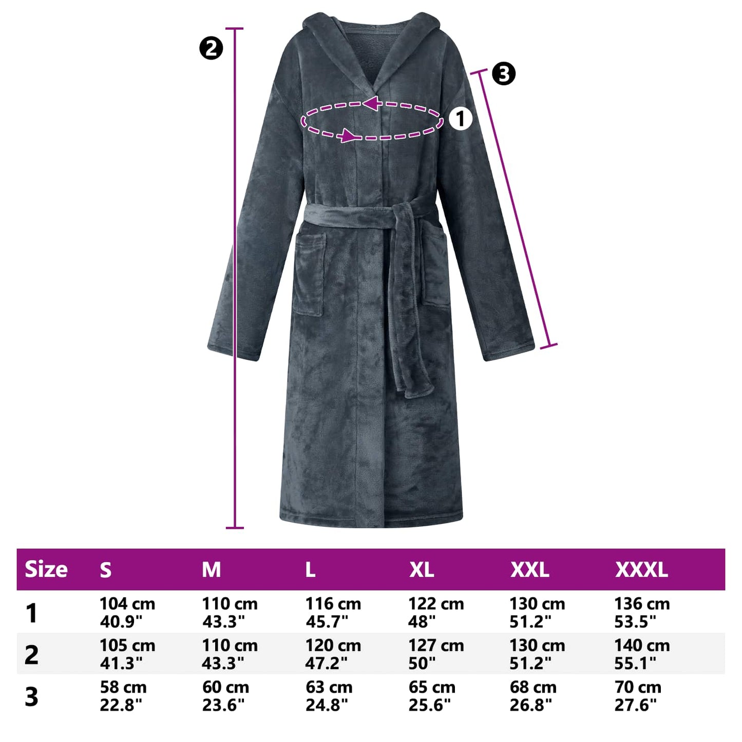 Bademantel Hoodie Marineblau XXL Flanell