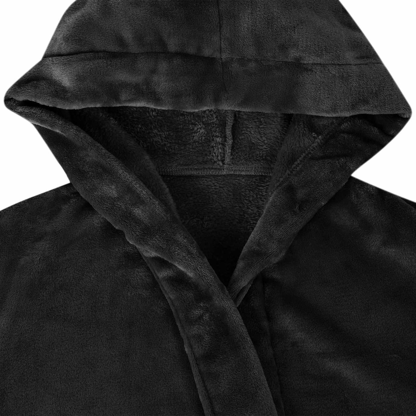 Bademantel Hoodie Schwarz XL Flanell