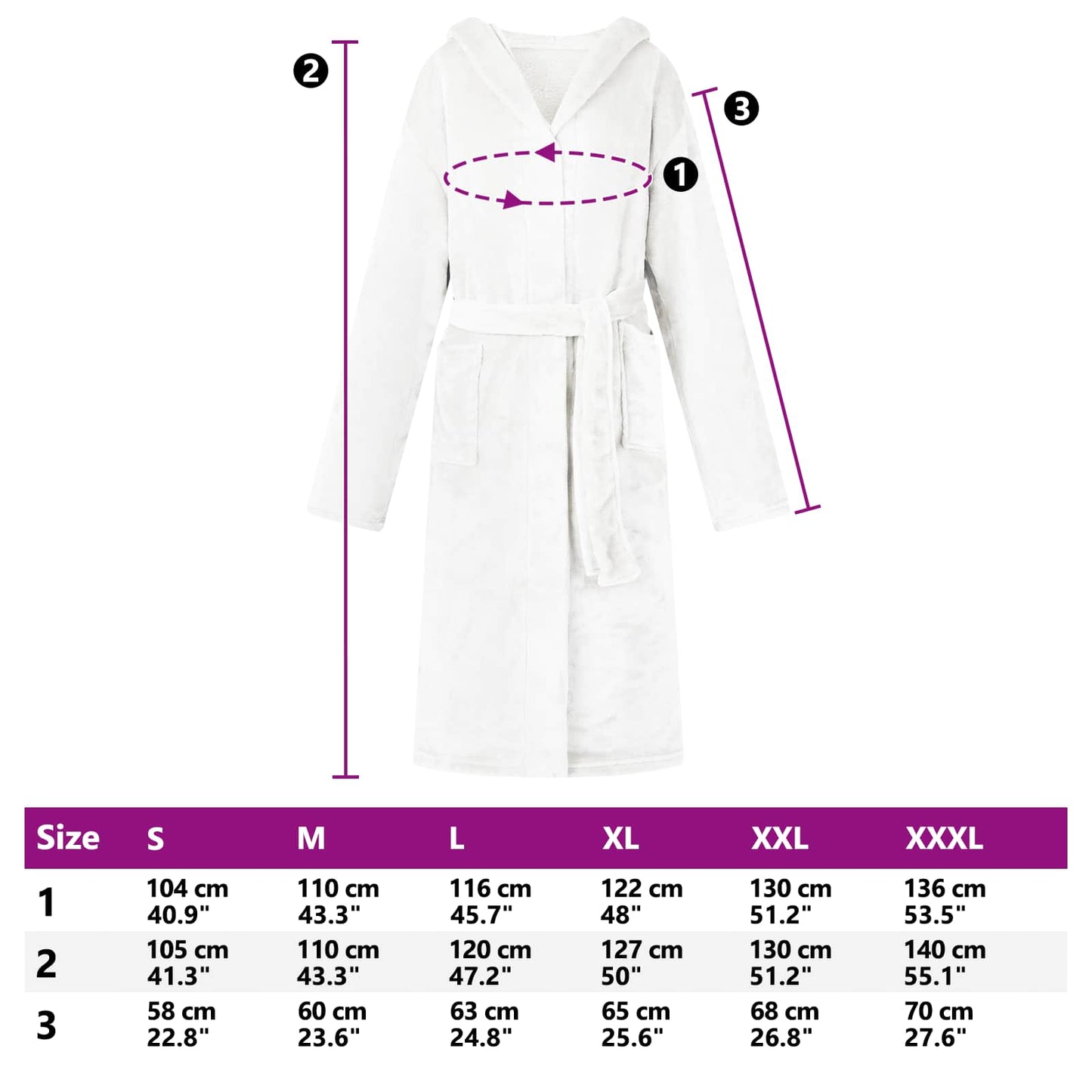 Bademantel Hoodie Weiß XXL Flanell