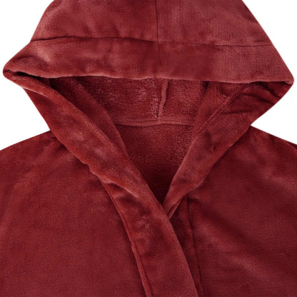 Bademantel Hoodie Bordeauxrot M Flanell
