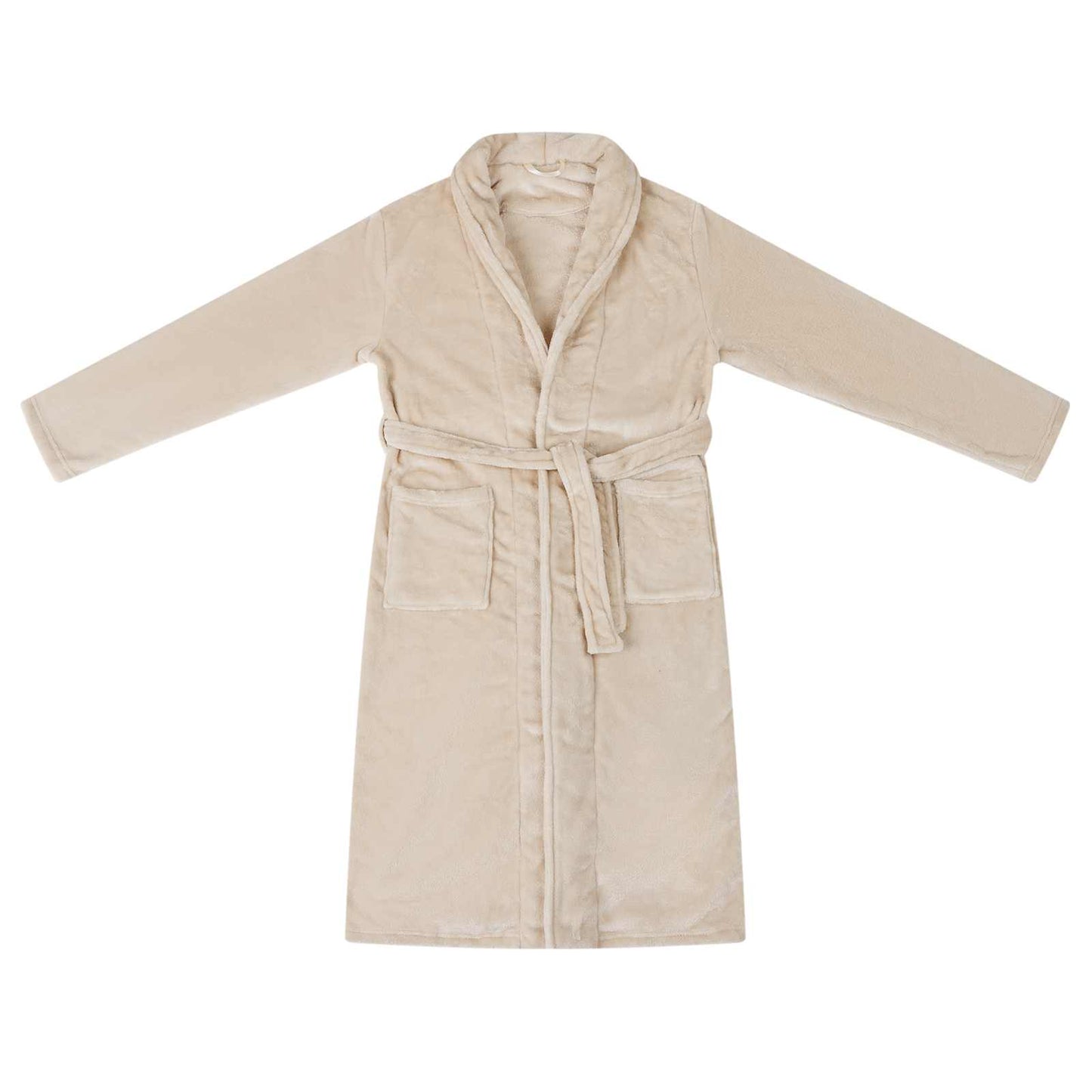 Bademantel ohne Kapuze Beige XXXL Flanell