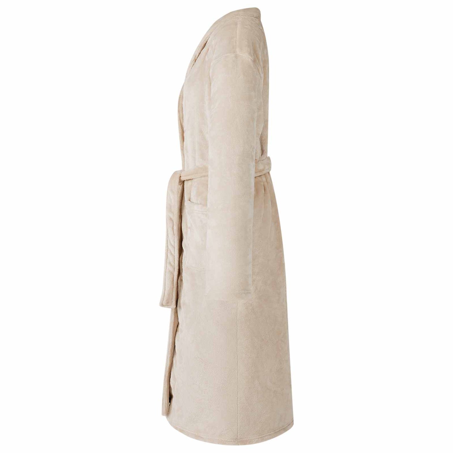 Bademantel ohne Kapuze Beige XXXL Flanell