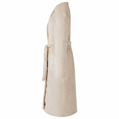 Bademantel ohne Kapuze Beige XXXL Flanell