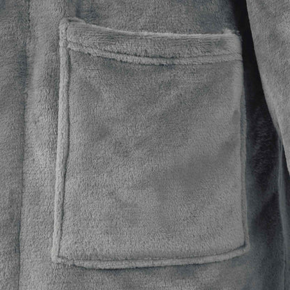 Bademantel ohne Kapuze Dunkelgrau XL Flanell