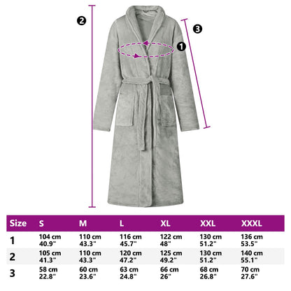 Bademantel ohne Kapuze Grau L Flanell