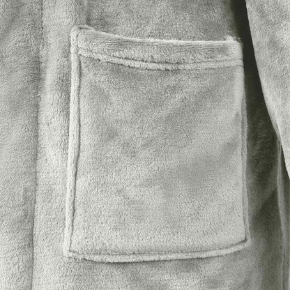 Bademantel ohne Kapuze Grau XL Flanell