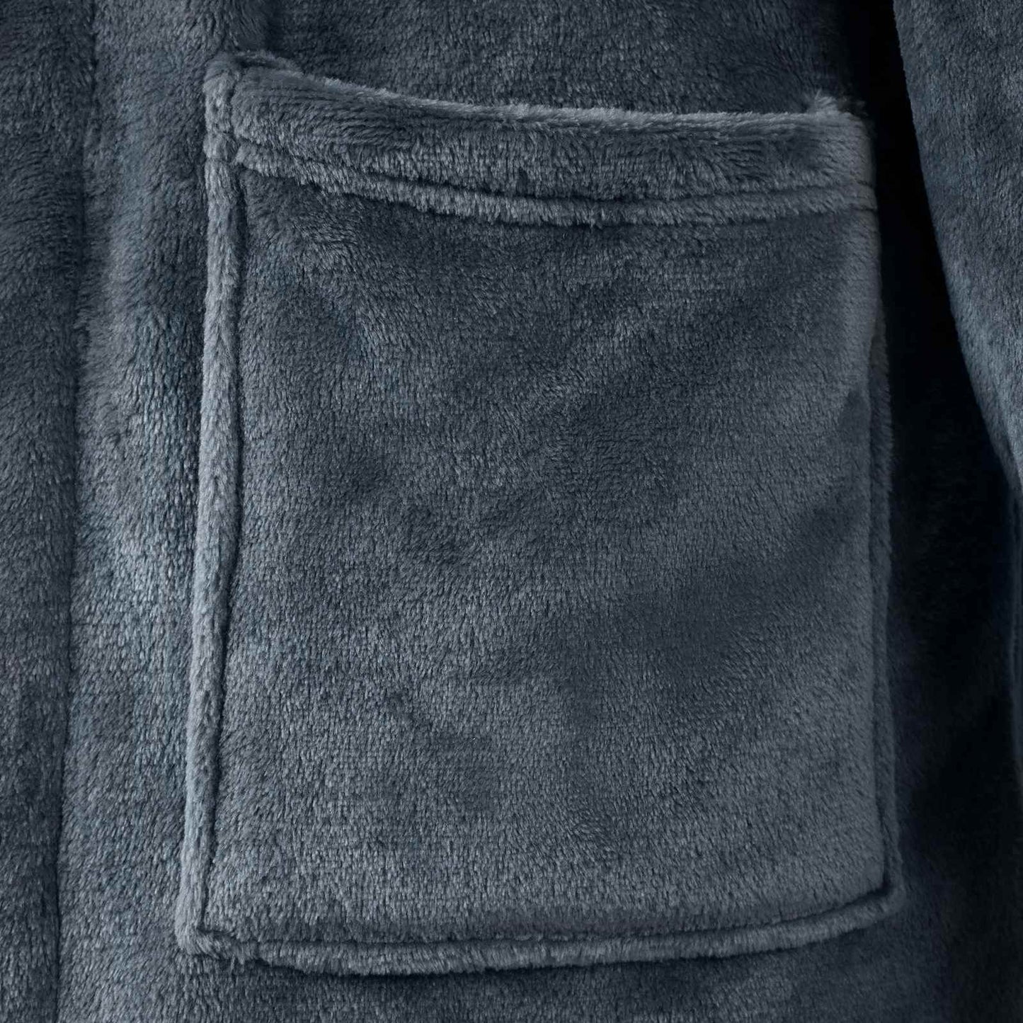 Bademantel ohne Kapuze Marineblau XXL Flanell