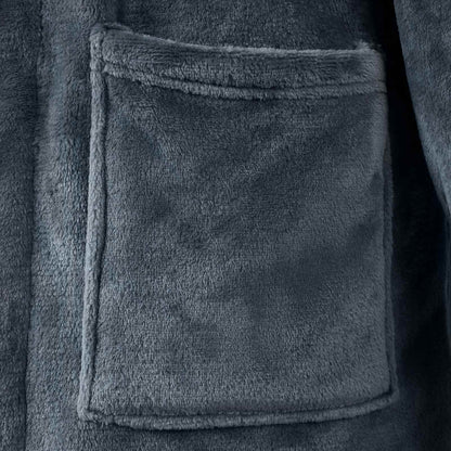 Bademantel ohne Kapuze Marineblau XXL Flanell
