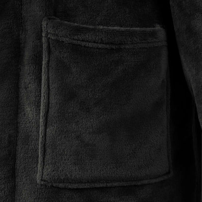 Bademantel ohne Kapuze Schwarz L Flanell