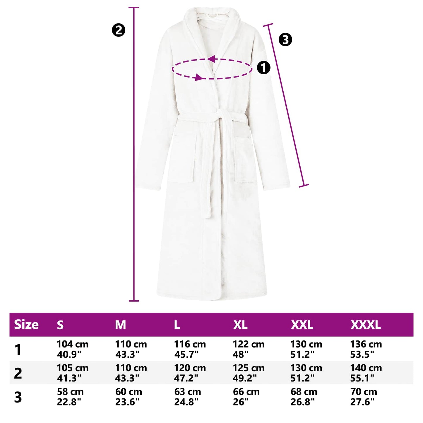 Bademantel ohne Kapuze Weiß S Flanell