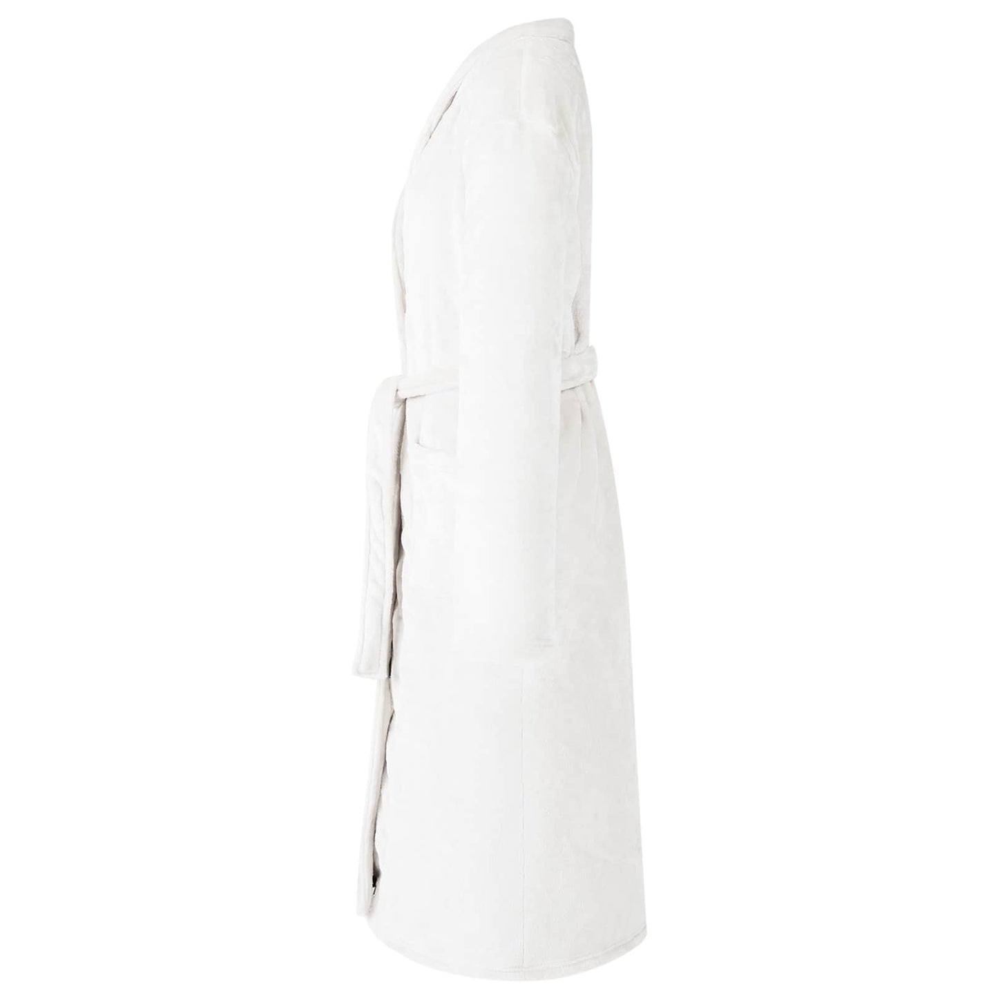 Bademantel ohne Kapuze Weiß L Flanell