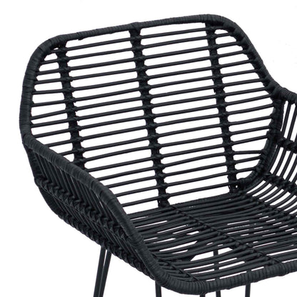 Barstuhl 2 pcs Schwarz 55 x 52 x 92 cm Rattan und Eisen