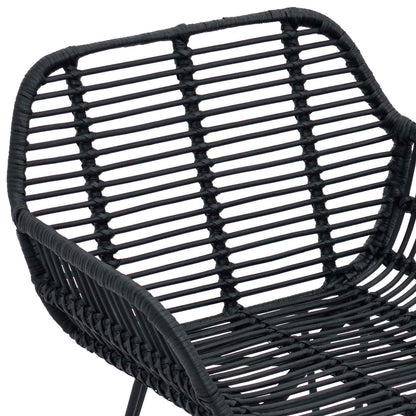 Esszimmerstuhl 2 pcs Schwarz 55 x 50 x 74 cm Rattan und Eisen