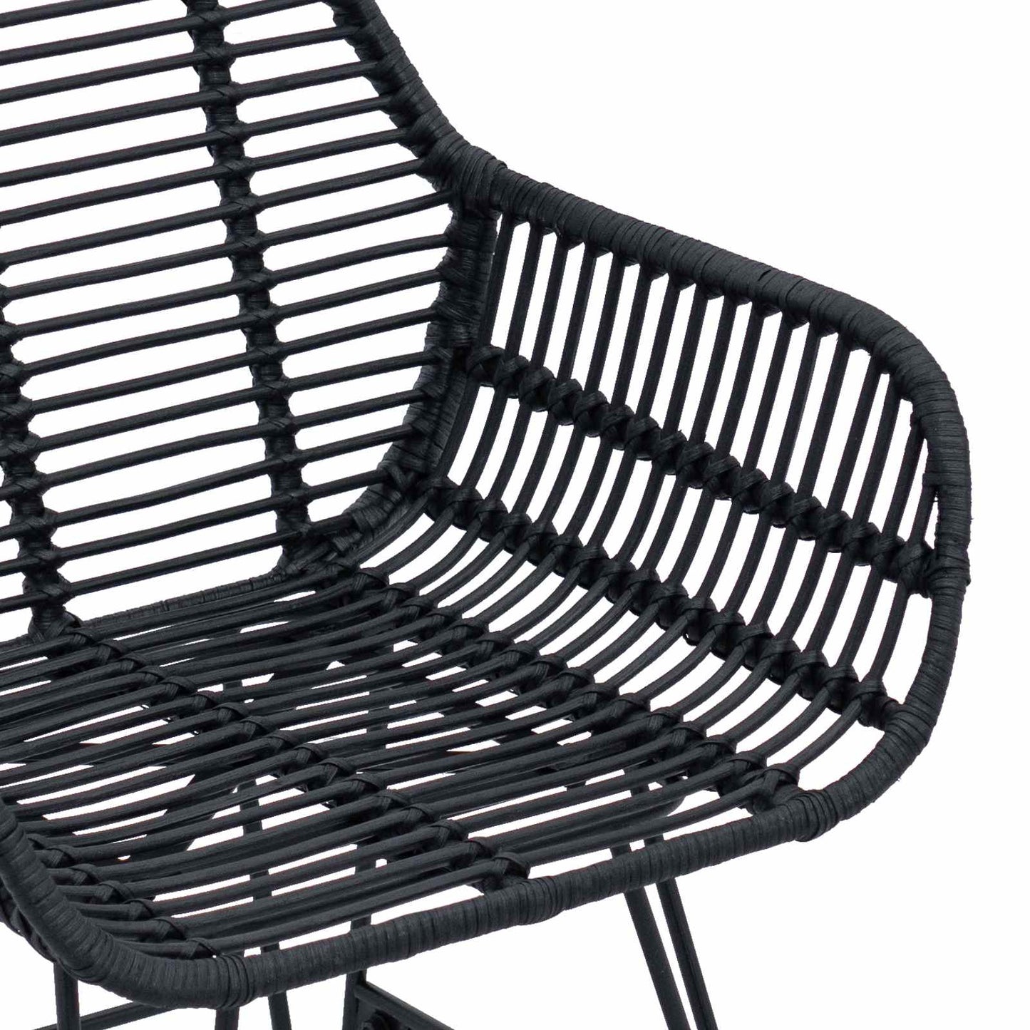 Esszimmerstuhl 2 pcs Schwarz 55 x 50 x 74 cm Rattan und Eisen
