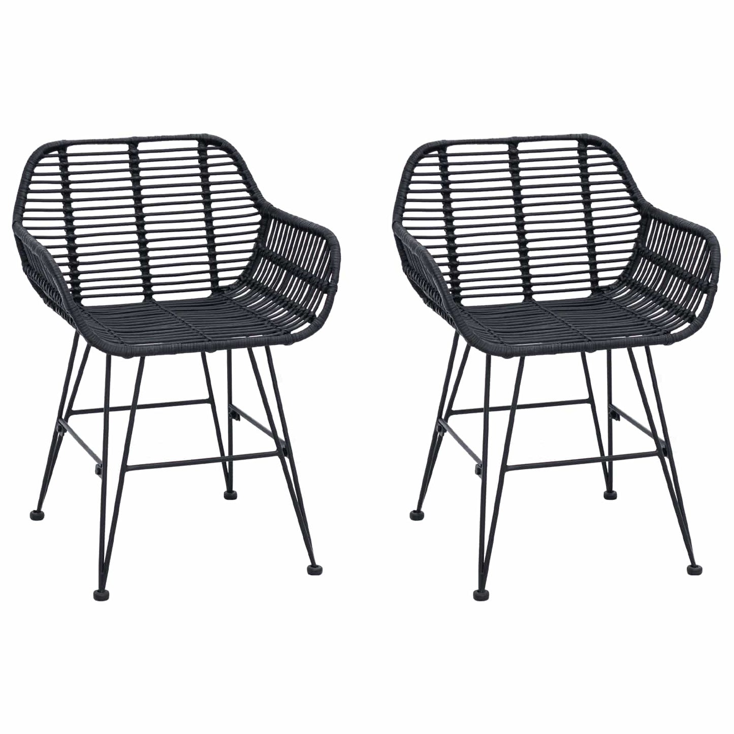 Esszimmerstuhl 2 pcs Schwarz 55 x 50 x 74 cm Rattan und Eisen