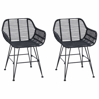 Esszimmerstuhl 2 pcs Schwarz 55 x 50 x 74 cm Rattan und Eisen