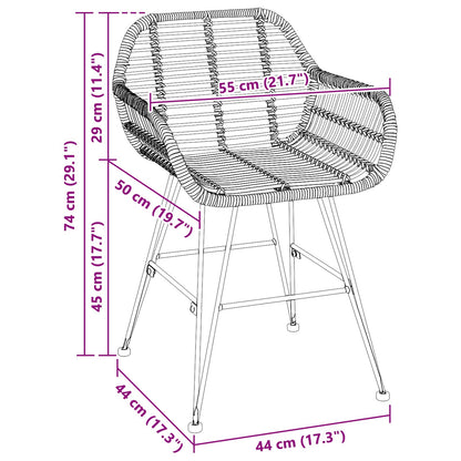 Esszimmerstuhl 2 pcs Schwarz 55 x 50 x 74 cm Rattan und Eisen