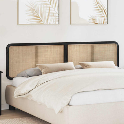 Kopfteil mit Kopfteil Schwarz 200 x 55 x 3 cm Rattan