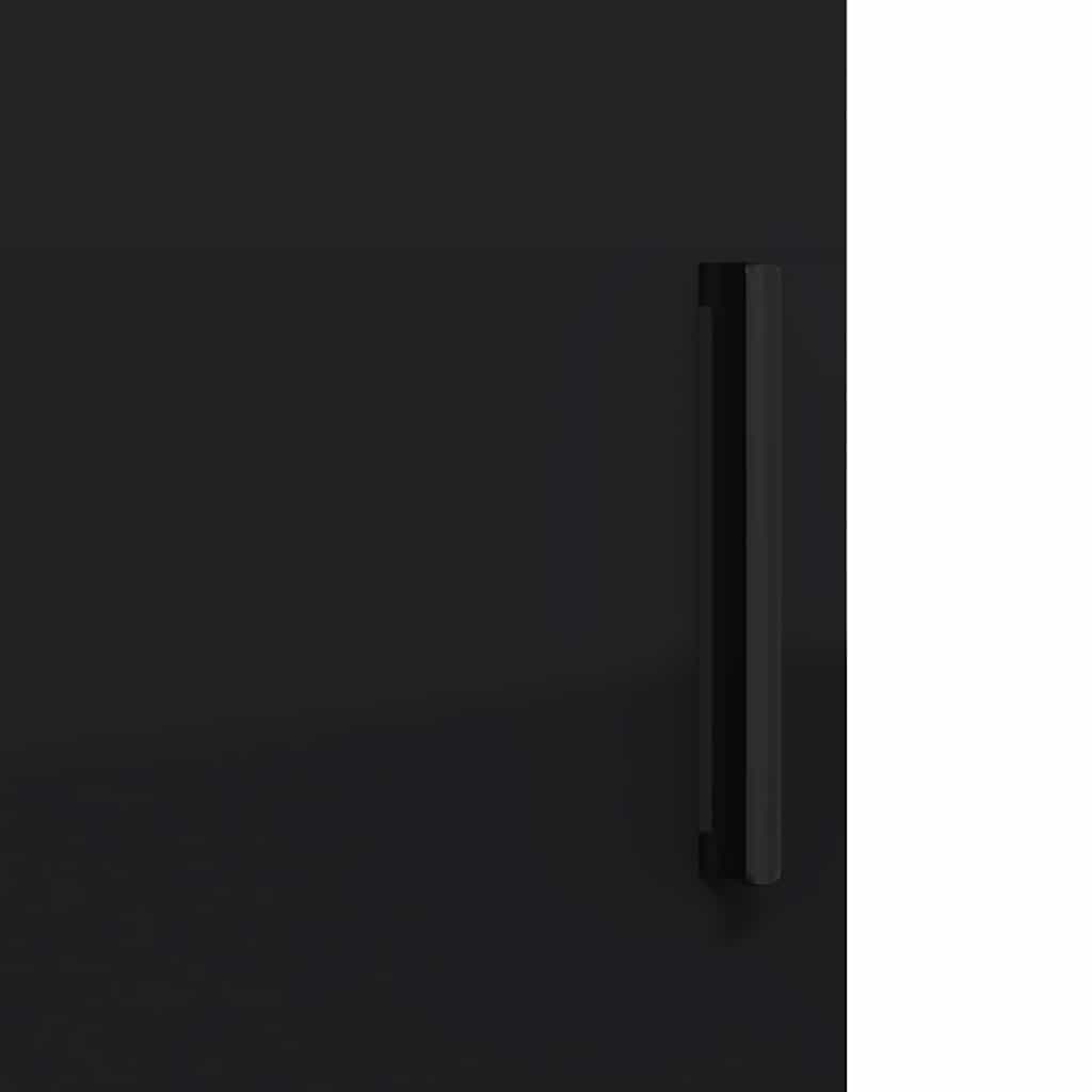 Badezimmermöbel-Set 3 pcs Schwarz Holzwerkstoff & Metall