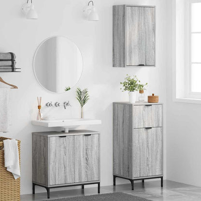 Badezimmermöbel Set mit Regal 3 pcs Grau Sonoma Holzwerkstoff