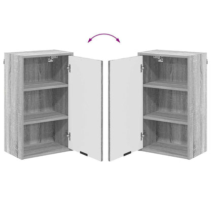 Badezimmermöbel-Set mit Tür Graues Sonoma Holzwerkstoff, Metall