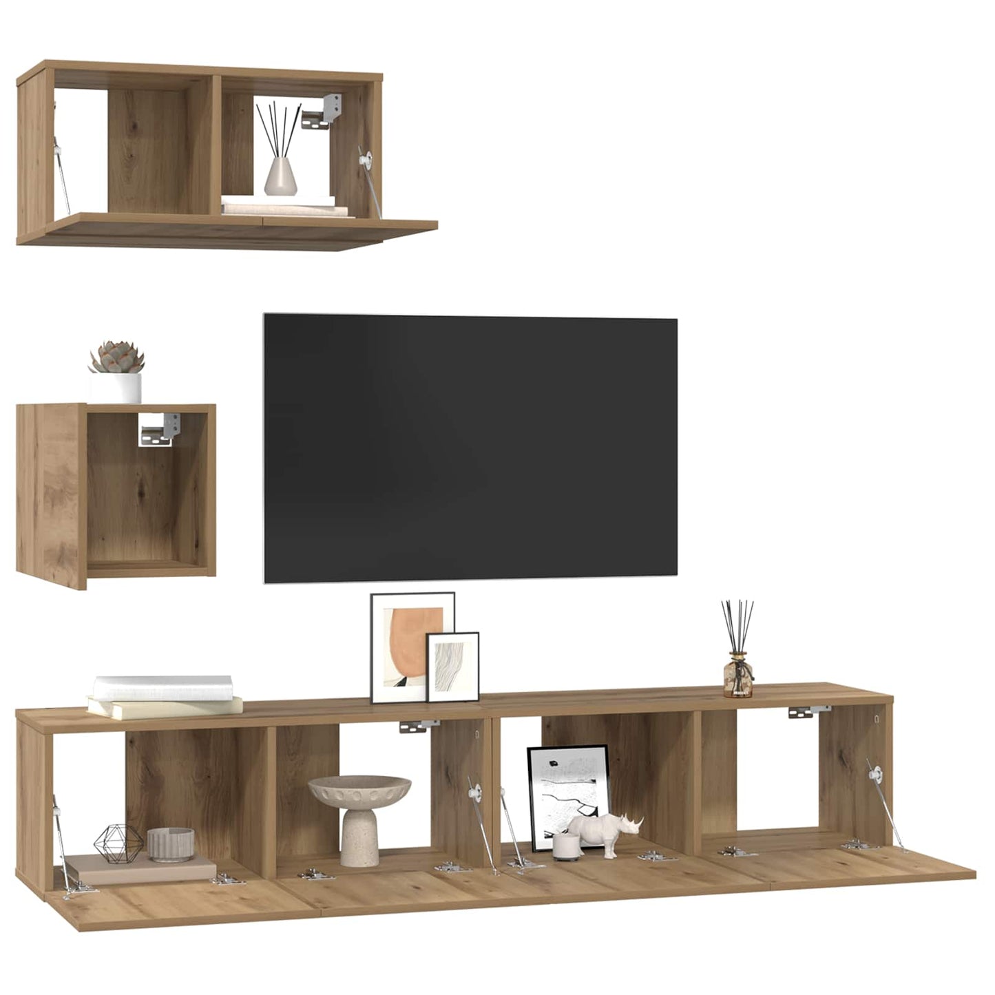 TV-Schrankset Wandmontiert 3 pcs Artisan-Eiche Holzwerkstoff
