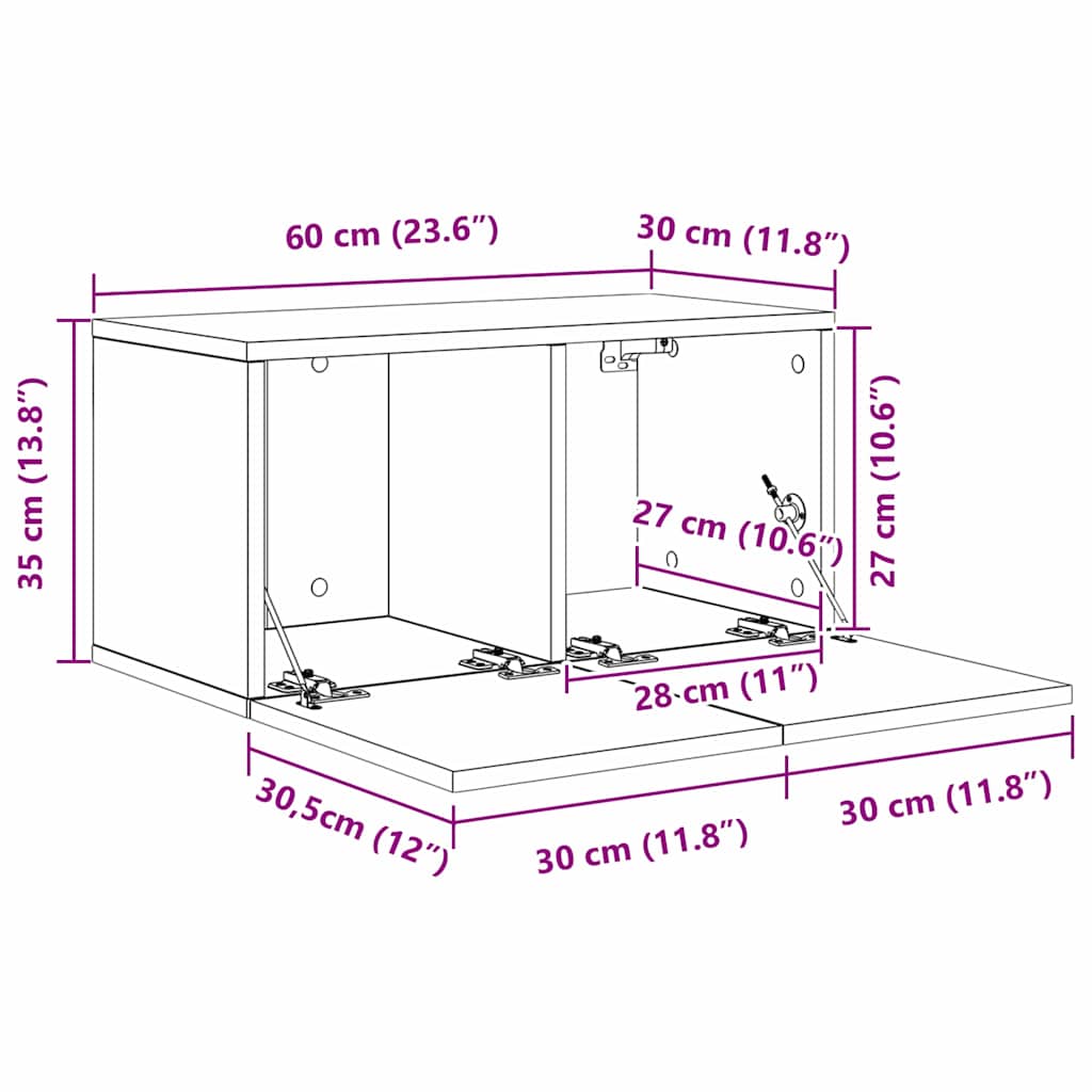TV-Schrankset Wandmontiert Schwarz Eichen-Optik Holzwerkstoff