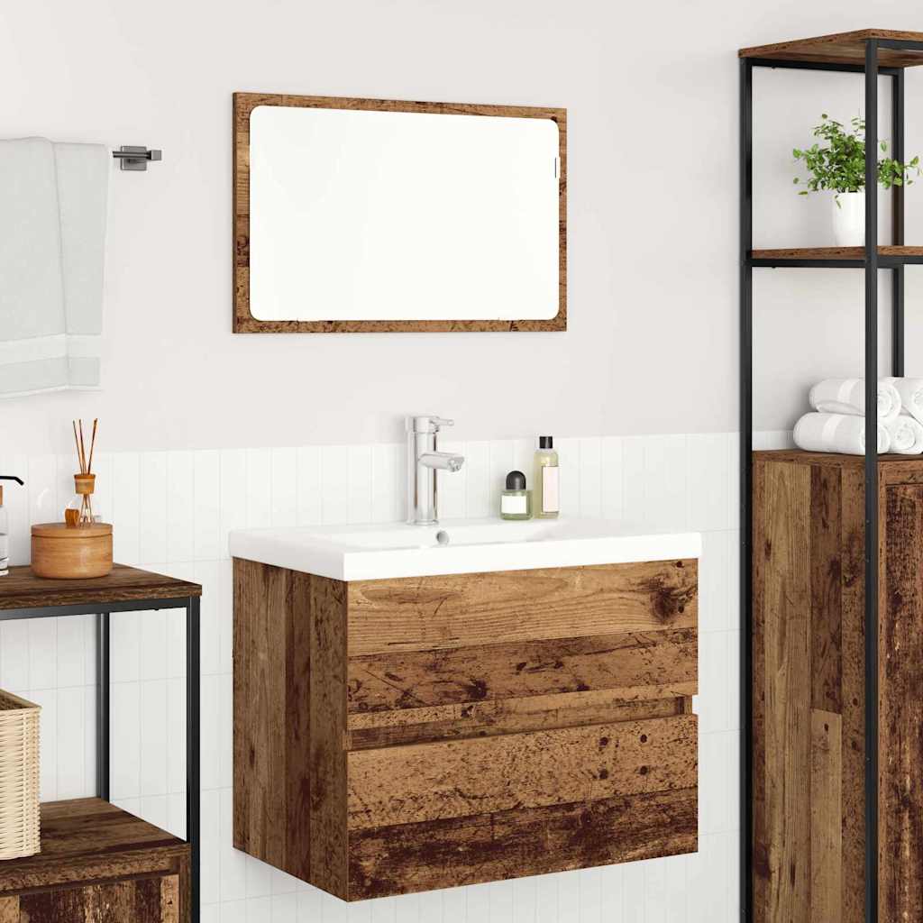 Badezimmermöbel-Set mit Schubladen 3 pcs Altholz Holzwerkstoff
