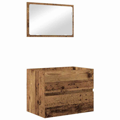 Badezimmermöbel-Set mit Schubladen 3 pcs Altholz Holzwerkstoff