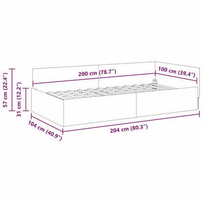 Eckbettgestell mit Kopfteil Schwarz 100 cm x 200 cm Samt