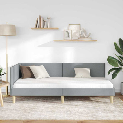 Eckbettgestell Hellgrau 80 cm x 200 cm Stoff und Sperrholz