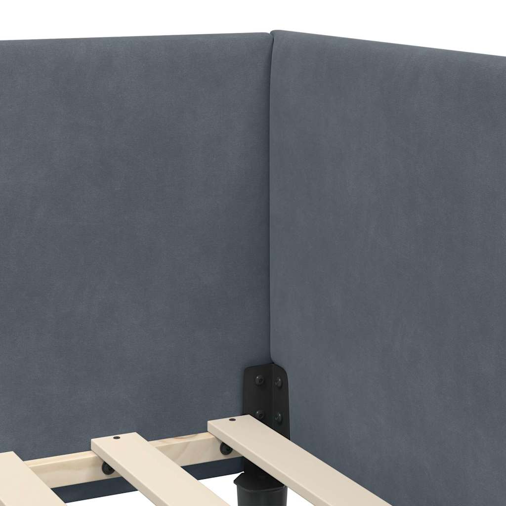 Eckbettgestell mit Kopfteil Dunkelgrau 90 cm x 200 cm Samt