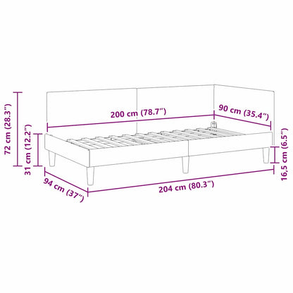 Eckbettgestell mit Kopfteil Weinrot 90 cm x 200 cm Samt