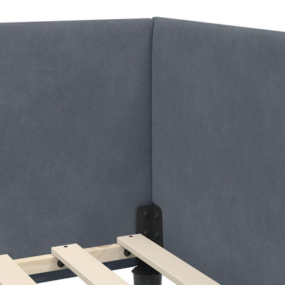 Eckbettgestell mit Kopfteil Dunkelgrau 100 cm x 200 cm Samt