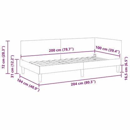 Eckbettgestell mit Kopfteil Dunkelgrau 100 cm x 200 cm Samt