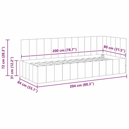 Eckbettgestell mit Kopfteil Gelb 80 cm x 200 cm Samt