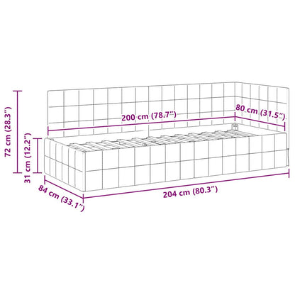 Eckbettgestell mit Kopfteil Weinrot 80 cm x 200 cm Samt
